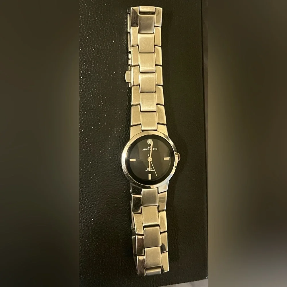 Vintage Anne Klein Genuine Diamond Stainless Steel Water Resistant Watch EUC